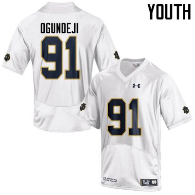 Notre Dame Fighting Irish Youth Adetokunbo Ogundeji #91 White Under Armour Authentic Stitched College NCAA Football Jersey OHT2899CF